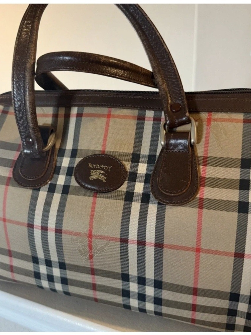 Burberrys Vintage Nova Check Tote in Tan and Brown